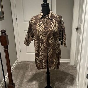 Nautica Leaf Pattern Casual Shirt - Brown and Tan